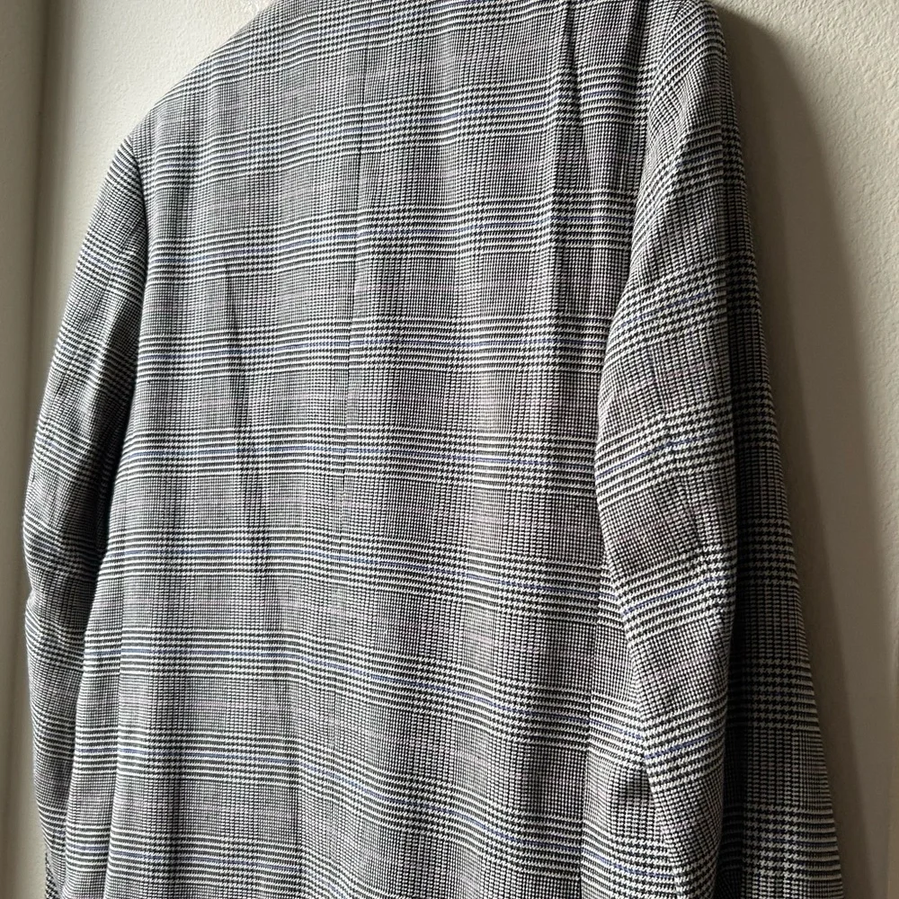 J.Crew Grey Kenmare Relaxed-fit Checkered blazer in cotton-linen blend Sz 40L